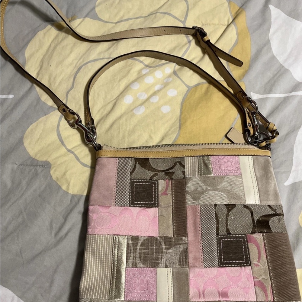 Coach Patchwork Crossbody Bag - Pink and Brown